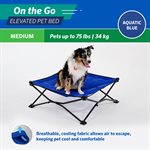 Medium 2.5' Foldable OTG Elevated Pet Bed - Aquatic Blue