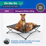 King 3.5' Foldable OTG Elevated Pet Bed - Steel Grey