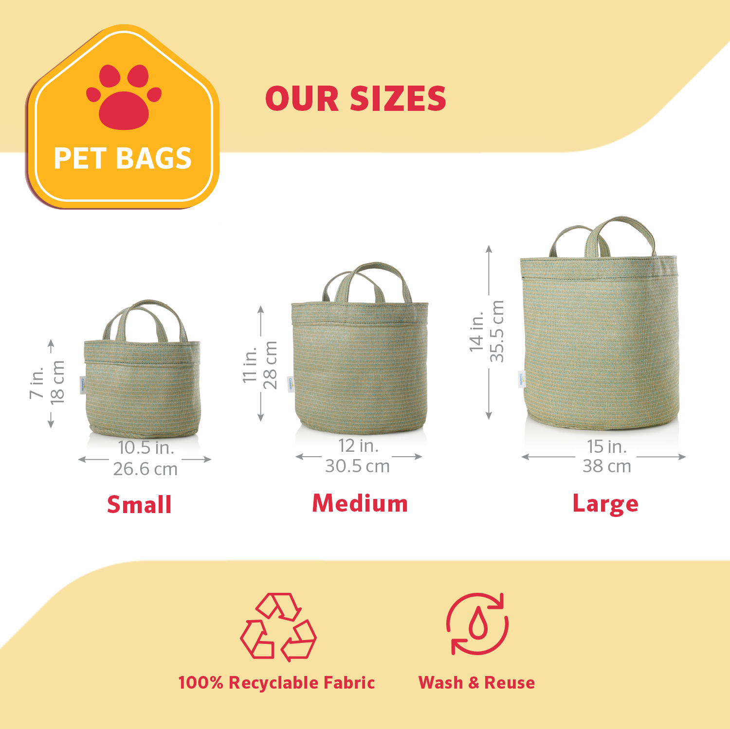 3-Pack All Sizes Sm, Md, Lg Pet Bags - Rivergum